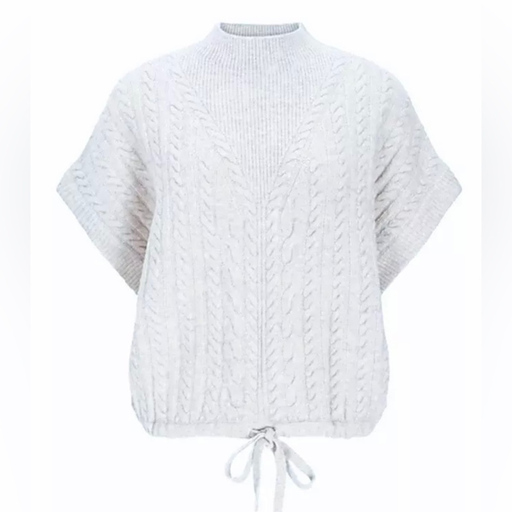 New Express Women's Drawstring Short Sleeve Cable Knit Relaxed Sweater Size M
